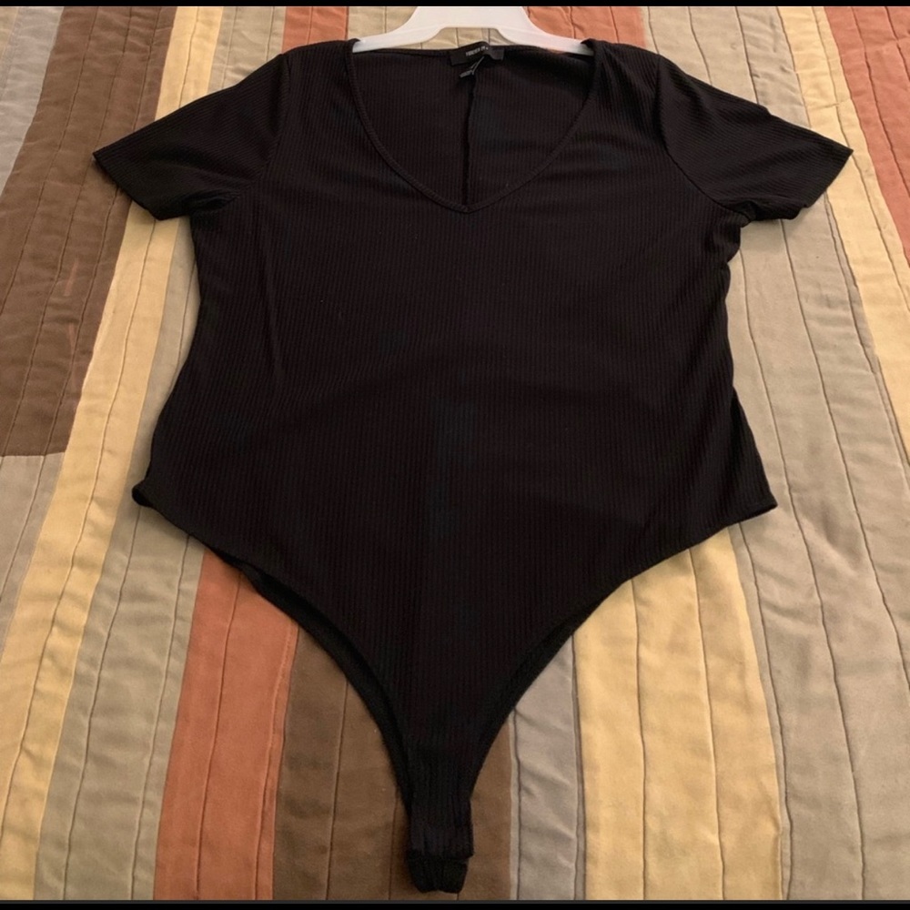 V Neck Body Suit Black